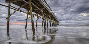Beach, ocean, waves and pier at sunrise, Sunset Beach, North Carolina, United States of America, No-Jon Reaves-Photographic Print