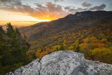 Sunset and autumn color at Grandfather Mountain, located on the Blue Ridge Parkway, North Carolina,-Jon Reaves-Framed Photographic Print