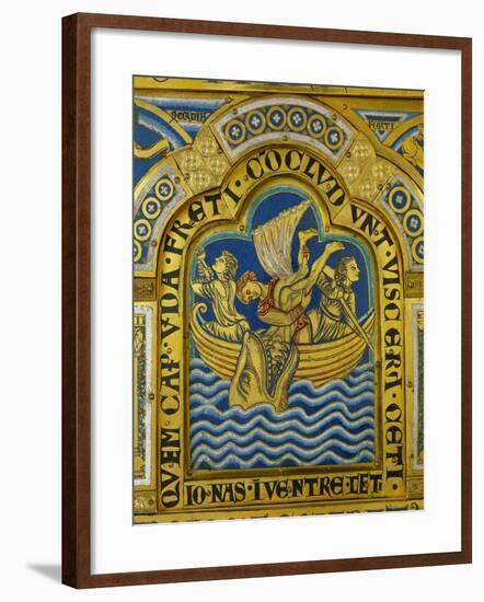 Jonah and the Whale, Verdun Altar, Begun 1181, Enamel-Nicholas of Verdun-Framed Giclee Print