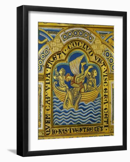 Jonah and the Whale, Verdun Altar, Begun 1181, Enamel-Nicholas of Verdun-Framed Giclee Print