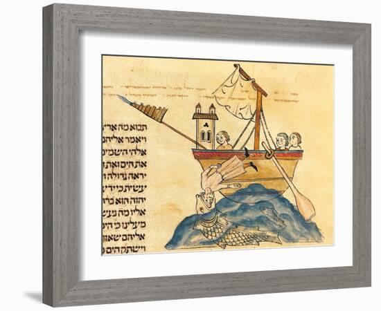 Jonah Eaten by the Whale, from a Hebrew Bible, 1299-Joseph Asarfati-Framed Giclee Print