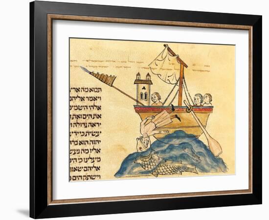 Jonah Eaten by the Whale, from a Hebrew Bible, 1299-Joseph Asarfati-Framed Giclee Print