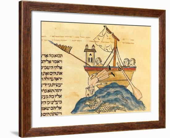 Jonah Eaten by the Whale, from a Hebrew Bible, 1299-Joseph Asarfati-Framed Giclee Print