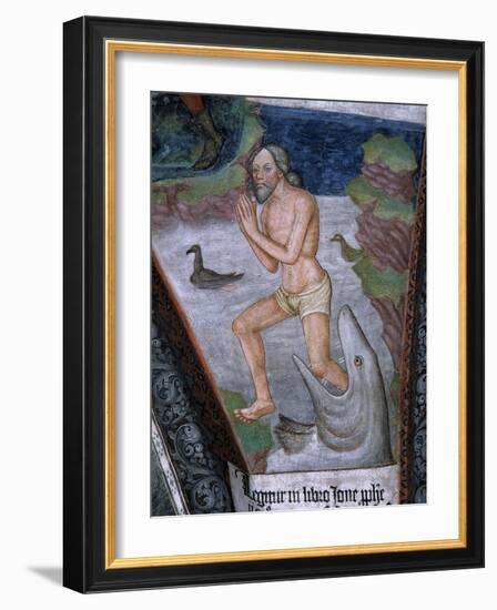 Jonah Stepping from Whale's Mouth, Fresco, 15th - 16th Century-null-Framed Giclee Print