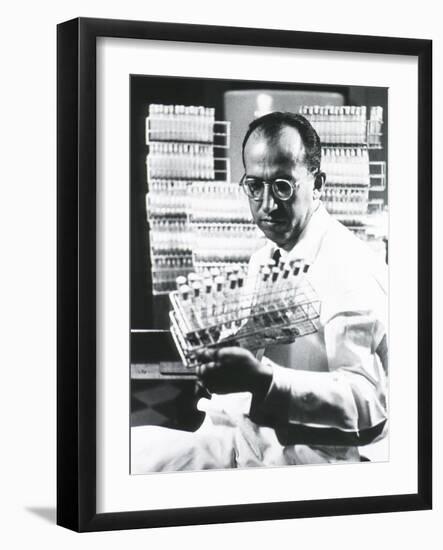 Jonas E. Salk Medical Researcher Who Developed the First Polio Vaccine, Ca. 1955-null-Framed Photo