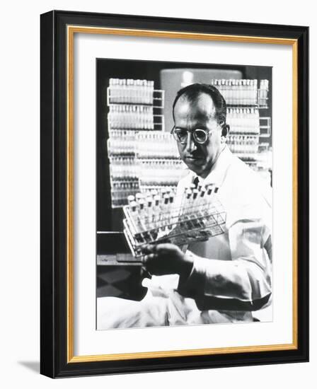 Jonas E. Salk Medical Researcher Who Developed the First Polio Vaccine, Ca. 1955-null-Framed Photo