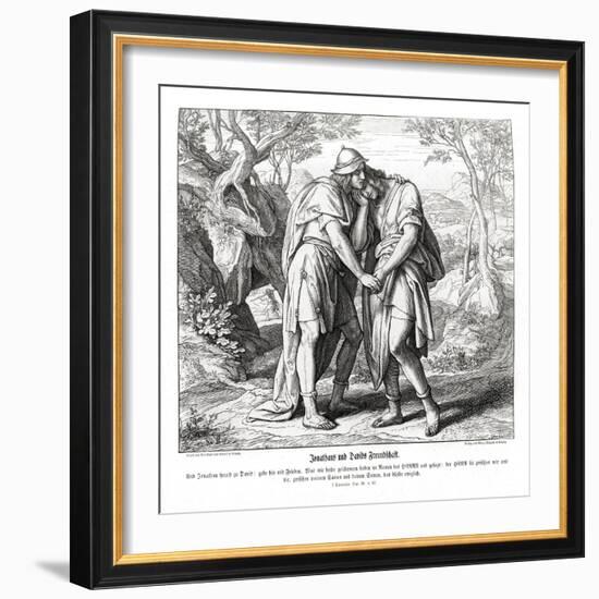 Jonathan and David's friendship, 1 Samuel-Julius Schnorr von Carolsfeld-Framed Giclee Print