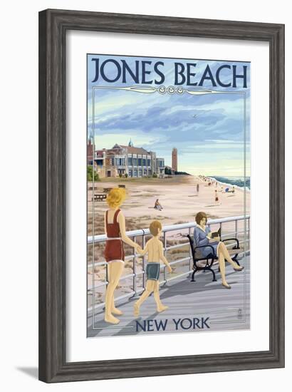 Jones Beach Scene, New York-Lantern Press-Framed Art Print