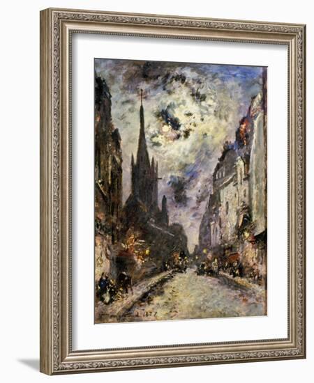 Jongkind: St. Severin, 1877. The Street And Church Of St. Severin, 1877-Johan-Barthold Jongkind-Framed Giclee Print