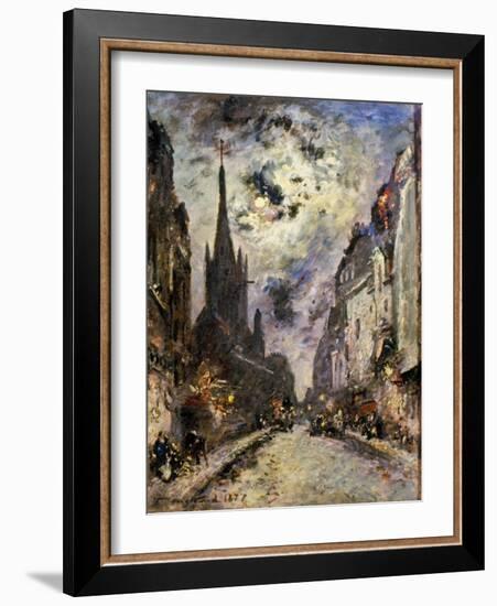 Jongkind: St. Severin, 1877. The Street And Church Of St. Severin, 1877-Johan-Barthold Jongkind-Framed Giclee Print