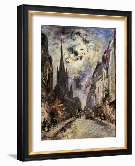 Jongkind: St. Severin, 1877. The Street And Church Of St. Severin, 1877-Johan-Barthold Jongkind-Framed Giclee Print