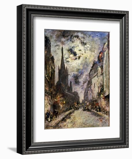 Jongkind: St. Severin, 1877. The Street And Church Of St. Severin, 1877-Johan-Barthold Jongkind-Framed Giclee Print