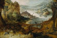 Rocky Mountain Landscape with a Left Castle Situated on a High Rock-Joos de Momper II-Art Print