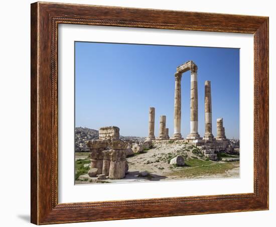 Jordan, Amman, the Citadel. the Ruins of the Temple of Hercules-Nigel Pavitt-Framed Photographic Print