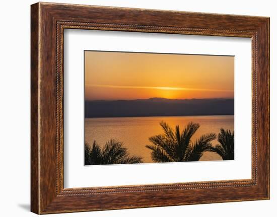 Jordan, Dead Sea. Sunset over the Dead Sea with the Mountains of Israel Beyond.-Nigel Pavitt-Framed Photographic Print