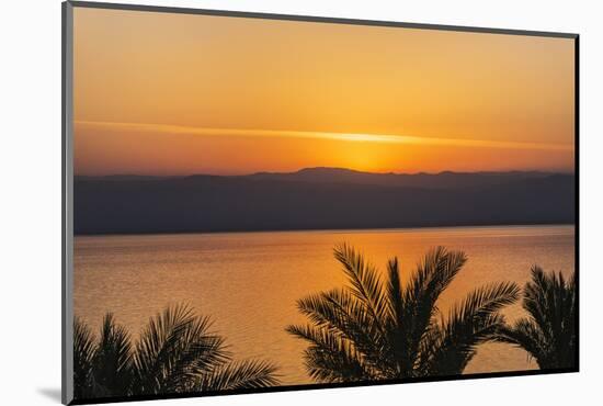 Jordan, Dead Sea. Sunset over the Dead Sea with the Mountains of Israel Beyond.-Nigel Pavitt-Mounted Photographic Print