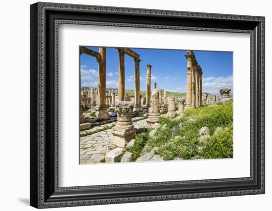 Jordan, Jerash. a Section of the Cardo of the Ancient Roman City of Jerash.-Nigel Pavitt-Framed Photographic Print