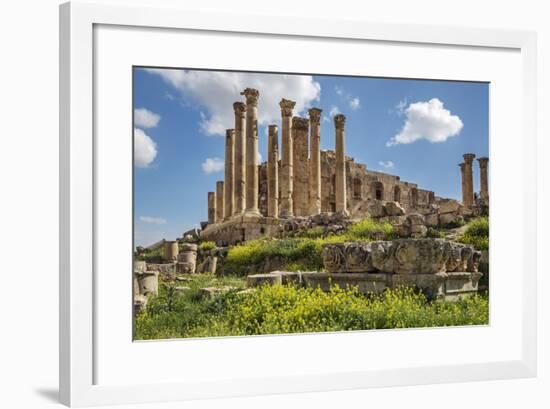 Jordan, Jerash. the Ruins of the Great Temple of Zeus in the Ancient Roman City of Jerash.-Nigel Pavitt-Framed Photographic Print