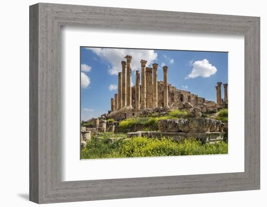 Jordan, Jerash. the Ruins of the Great Temple of Zeus in the Ancient Roman City of Jerash.-Nigel Pavitt-Framed Photographic Print