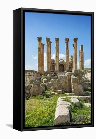 Jordan, Jerash. the Ruins of the Sacred Temple of Artemis in the Ancient Roman City of Jerash.-Nigel Pavitt-Framed Premier Image Canvas