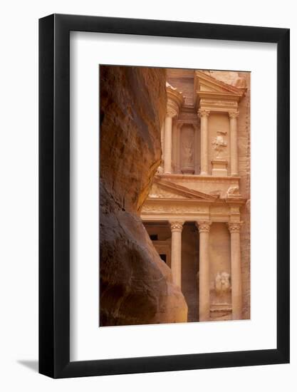 Jordan, Petra. Looking thru the narrow canyon leading towards the face of the Treasury.-Greg Probst-Framed Photographic Print