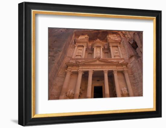 Jordan, Petra. Looking up at the massive face of the Treasury-Greg Probst-Framed Photographic Print