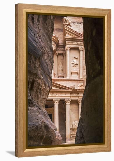 Jordan, Petra. the Siq Is the Main Entrance to the Ancient Nabataean City of Petra. Al Khazneh-Nigel Pavitt-Framed Premier Image Canvas