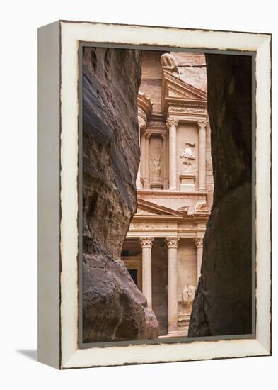 Jordan, Petra. the Siq Is the Main Entrance to the Ancient Nabataean City of Petra. Al Khazneh-Nigel Pavitt-Framed Premier Image Canvas