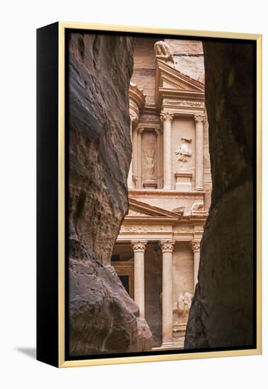 Jordan, Petra. the Siq Is the Main Entrance to the Ancient Nabataean City of Petra. Al Khazneh-Nigel Pavitt-Framed Premier Image Canvas