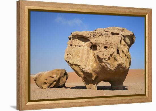 Jordan, Wadi Rum. a Free-Standing Sandstone Feature known as the Bedouin Cow in Wadi Rum.-Nigel Pavitt-Framed Premier Image Canvas