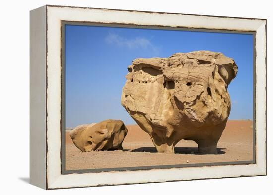 Jordan, Wadi Rum. a Free-Standing Sandstone Feature known as the Bedouin Cow in Wadi Rum.-Nigel Pavitt-Framed Premier Image Canvas