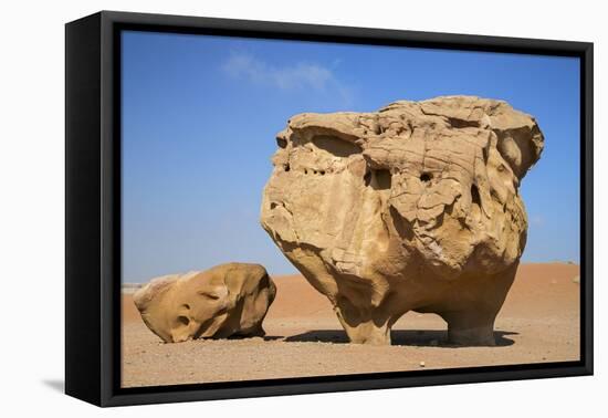 Jordan, Wadi Rum. a Free-Standing Sandstone Feature known as the Bedouin Cow in Wadi Rum.-Nigel Pavitt-Framed Premier Image Canvas