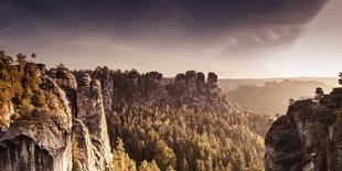 View from the Bastei Bridge to 'Gansfelsen'-Jorg Simanowski-Framed Photographic Print