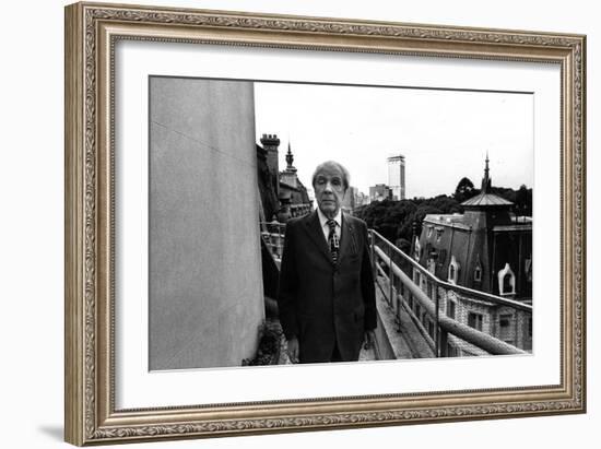 Jorge Luis Borges on His House Terrace-Mario de Biasi-Framed Giclee Print