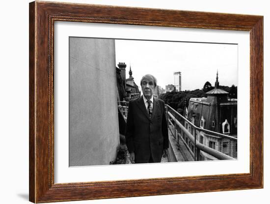 Jorge Luis Borges on His House Terrace-Mario de Biasi-Framed Giclee Print