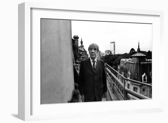 Jorge Luis Borges on His House Terrace-Mario de Biasi-Framed Giclee Print