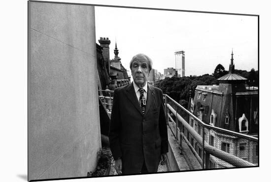 Jorge Luis Borges on His House Terrace-Mario de Biasi-Mounted Giclee Print