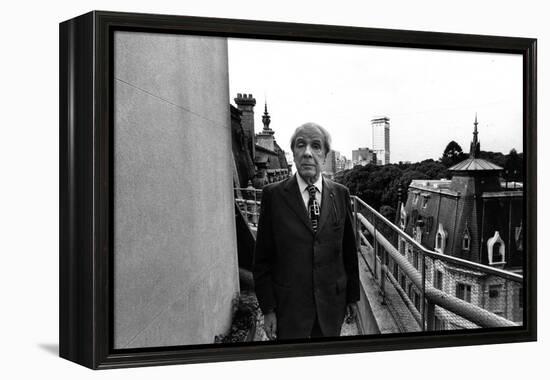 Jorge Luis Borges on His House Terrace-Mario de Biasi-Framed Premier Image Canvas