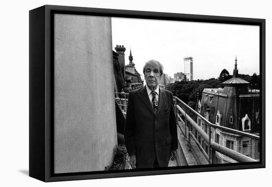 Jorge Luis Borges on His House Terrace-Mario de Biasi-Framed Premier Image Canvas