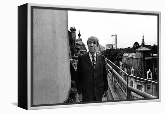 Jorge Luis Borges on His House Terrace-Mario de Biasi-Framed Premier Image Canvas