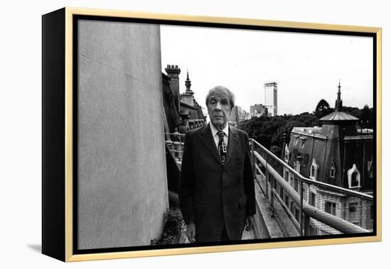 Jorge Luis Borges on His House Terrace-Mario de Biasi-Framed Premier Image Canvas