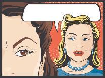 Comic Style Women Gossiping-jorgenmac-Art Print