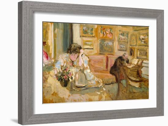 Jos and Lucie Hessel in the Small Salon, Rue de Rivoli, c.1900-05-Edouard Vuillard-Framed Giclee Print