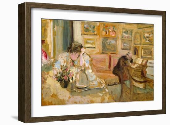 Jos and Lucie Hessel in the Small Salon, Rue de Rivoli, c.1900-05-Edouard Vuillard-Framed Giclee Print