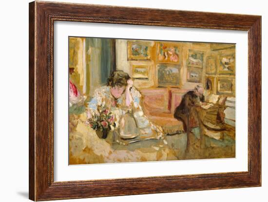 Jos and Lucie Hessel in the Small Salon, Rue de Rivoli, c.1900-05-Edouard Vuillard-Framed Giclee Print