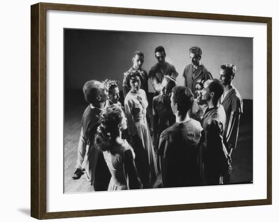 Jose Limon Standing in a Circle with Doris Humphrey and Other Members of His Troupe-Gjon Mili-Framed Premium Photographic Print