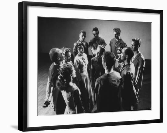 Jose Limon Standing in a Circle with Doris Humphrey and Other Members of His Troupe-Gjon Mili-Framed Premium Photographic Print