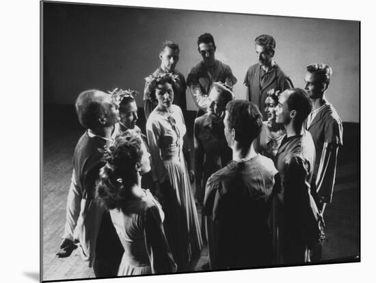 Jose Limon Standing in a Circle with Doris Humphrey and Other Members of His Troupe-Gjon Mili-Mounted Premium Photographic Print