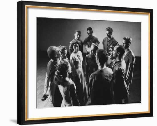 Jose Limon Standing in a Circle with Doris Humphrey and Other Members of His Troupe-Gjon Mili-Framed Premium Photographic Print