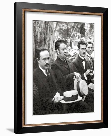 Jose Vasconcelos and Diego Rivera during an Outdoor Event at Chapultepec Park, Mexico City, 1921 (B-Tina Modotti-Framed Giclee Print